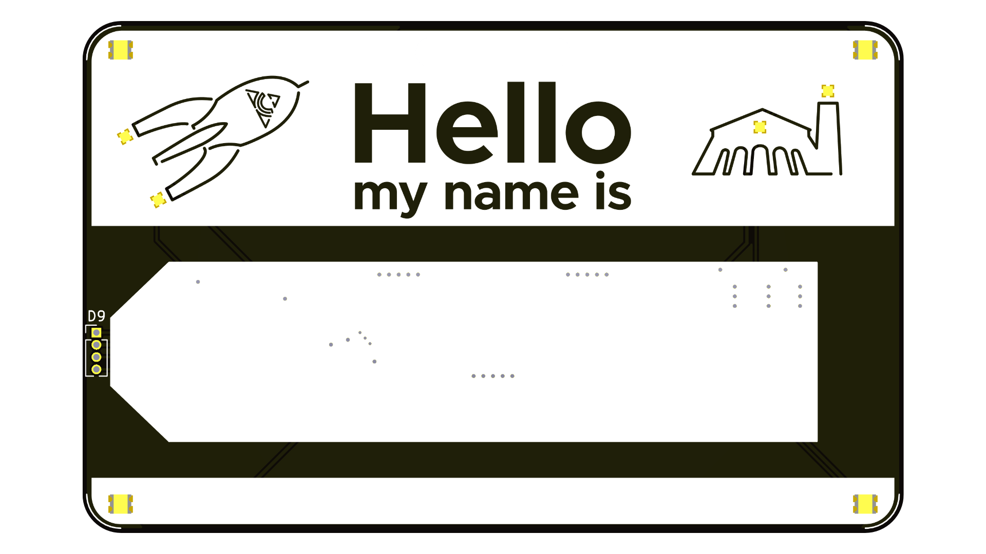 Das Namensschild von vorn, 3D Rendering